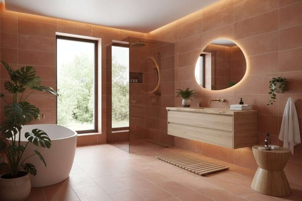 Salle de bain terracotta et bois : l’alliance naturelle