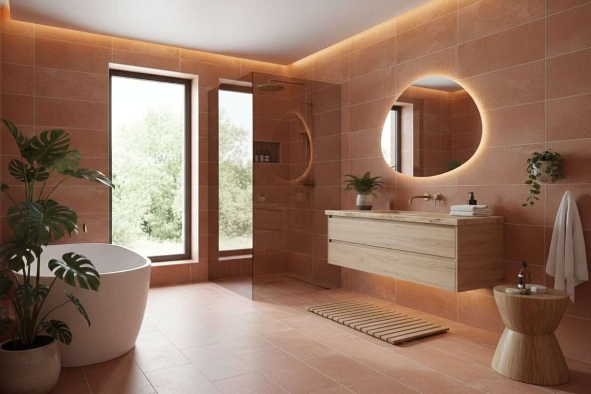 Salle de bain terracotta et bois : l’alliance naturelle